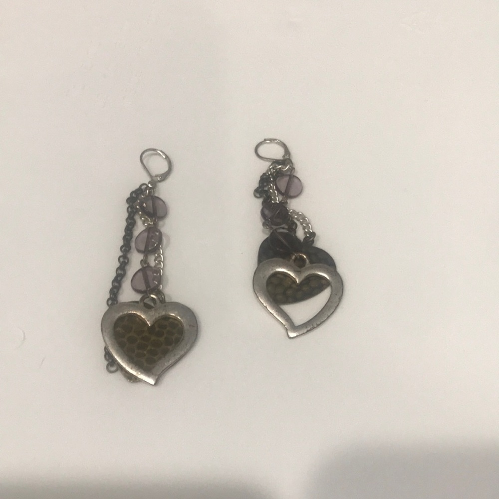 Dangling earrings with crystals and hearts